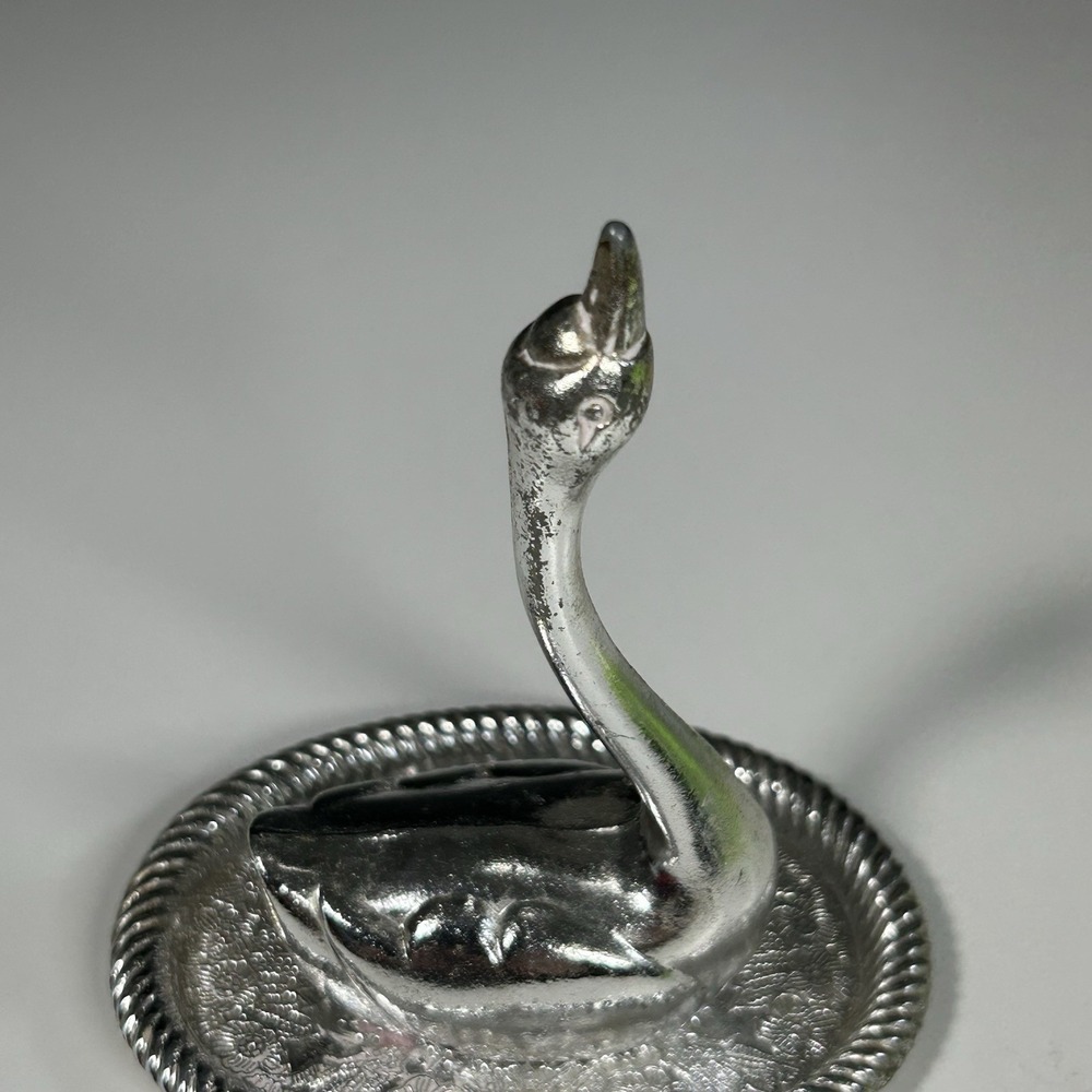 Vintage Swan Silver Plated Ring Holder Trinket Tray Hong Kong READ - Picture 7 of 10